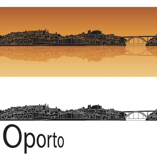 Porto silhuett i orange bakgrund — Stock vektor