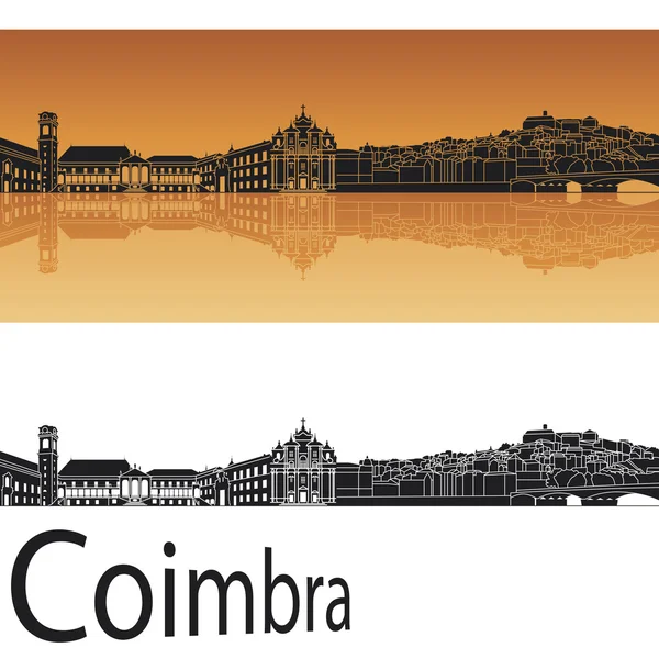 Skyline Coimbra en fond orange — Image vectorielle