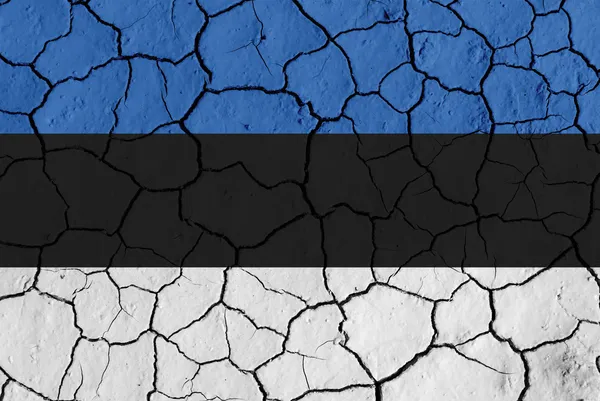 Bandera de Estonia sobre fondo agrietado —  Fotos de Stock