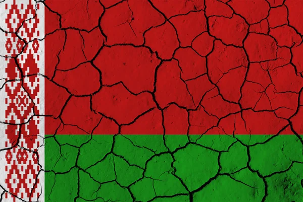 Flag of Belarus over cracked background — Stock Photo, Image