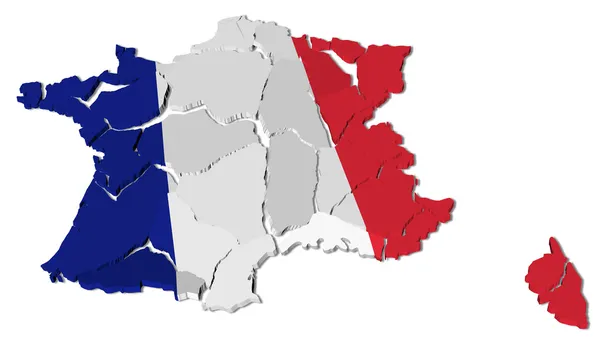 Mapa Francie popraskané — Stock fotografie