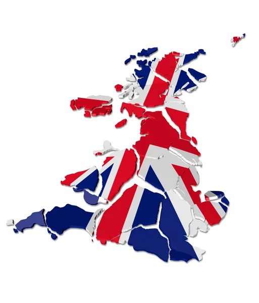 Verenigd Koninkrijk kaart gekraakt — Stockfoto