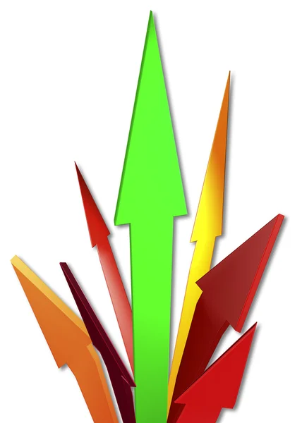 Red and green arrows 3D illustration — Stock Photo, Image