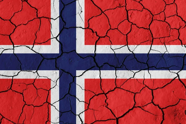 Bandera de Noruega sobre fondo agrietado —  Fotos de Stock