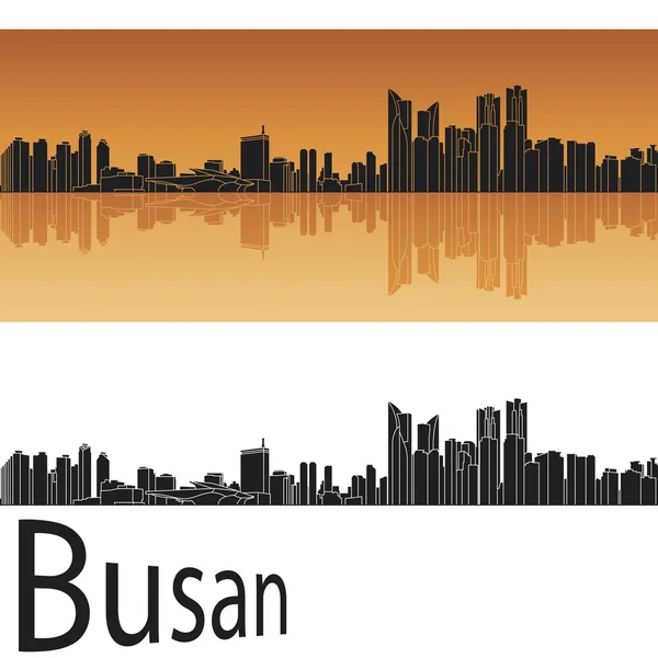 Skyline Busan dalam latar belakang oranye - Stok Vektor