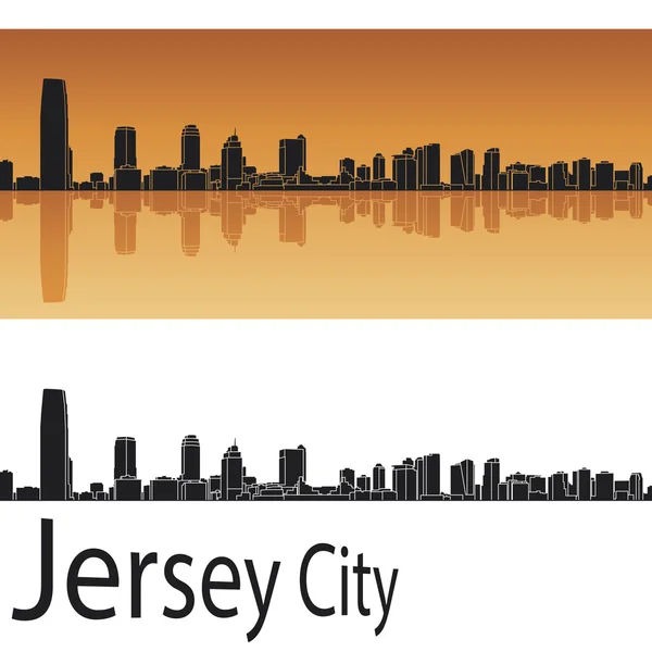 Jersey city skyline i orange bakgrund — Stock vektor