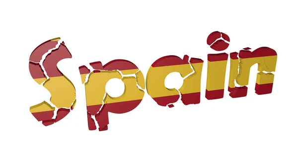 Espanha letras fraturadas com bandeira nacional — Fotografia de Stock