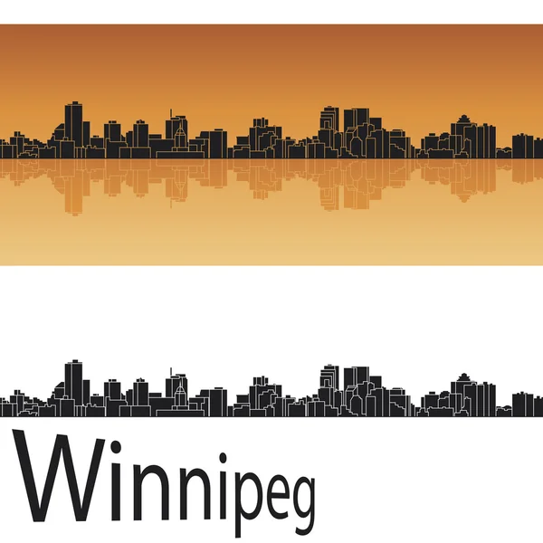 Winnipeg silhuett i orange bakgrund — Stock vektor