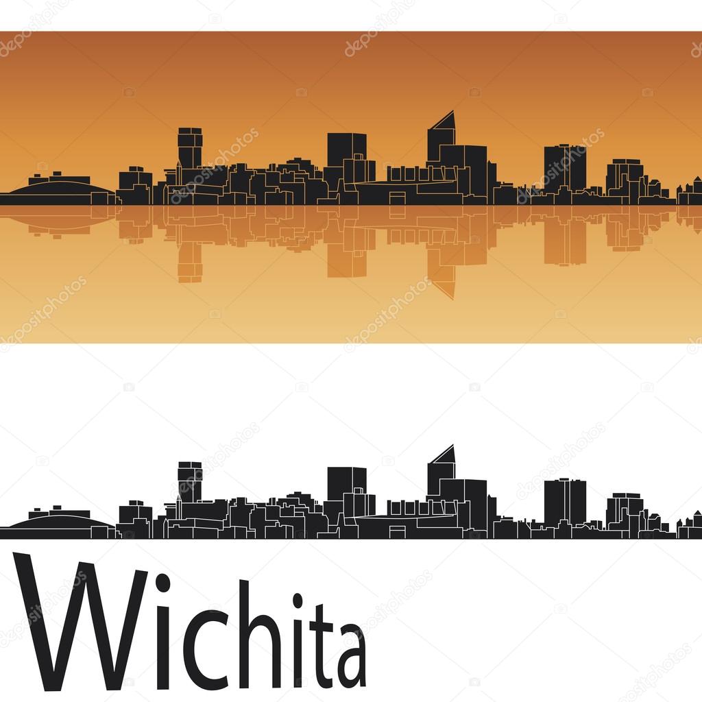 Wichita skyline in orange background