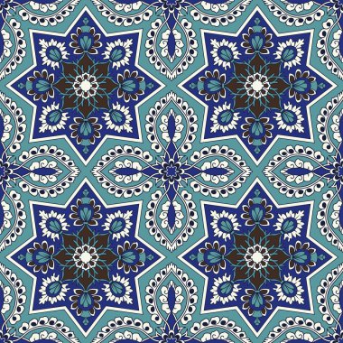 mavi ve turkuaz Arabesk seamless modeli