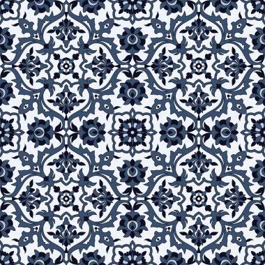 mavi ve beyaz Arabesk seamless modeli
