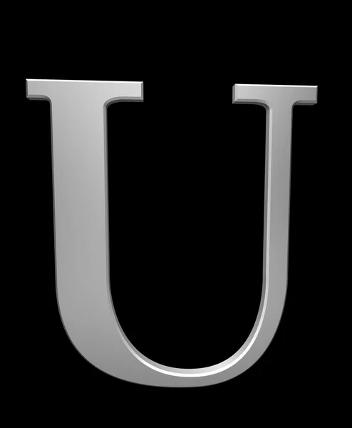 Letter U in brushed steel — Stock Photo, Image