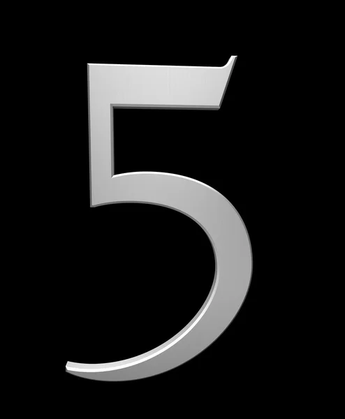 Number 5 in brushed steel — Stok fotoğraf