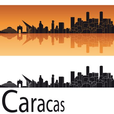 Caracas manzarası arka planda turuncu