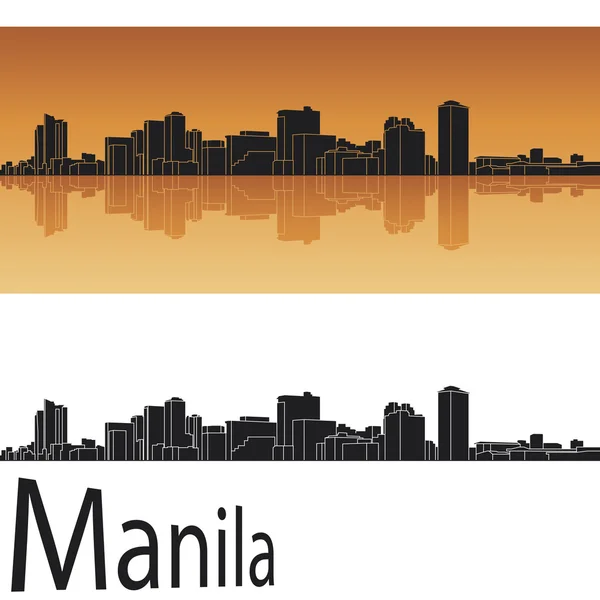 Manila Skyline auf orangefarbenem Hintergrund — Stockvektor