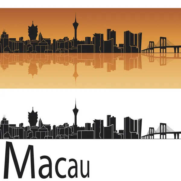 Macau Skyline auf orangefarbenem Hintergrund — Stockvektor