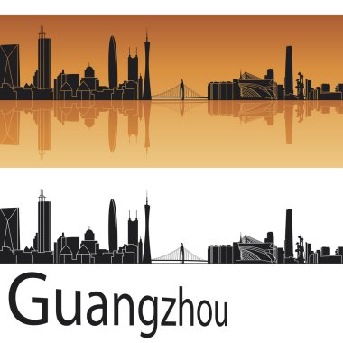 Guangzhou manzarası arka planda turuncu