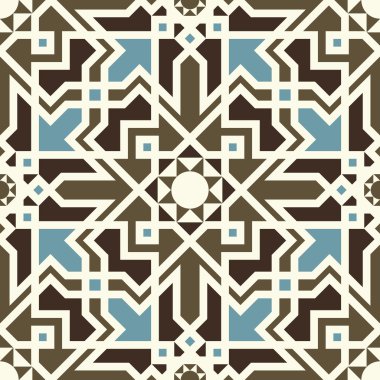 mavi ve kahverengi Arabesk seamless modeli