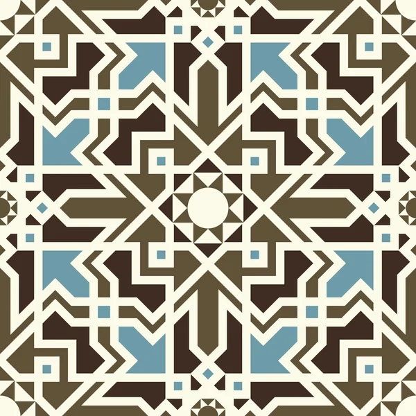 Arabeske nahtlose Muster in blau und braun — Stockvektor