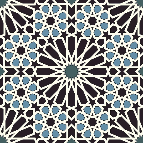 Arabesque seamless pattern in blue and black — Stock Vector