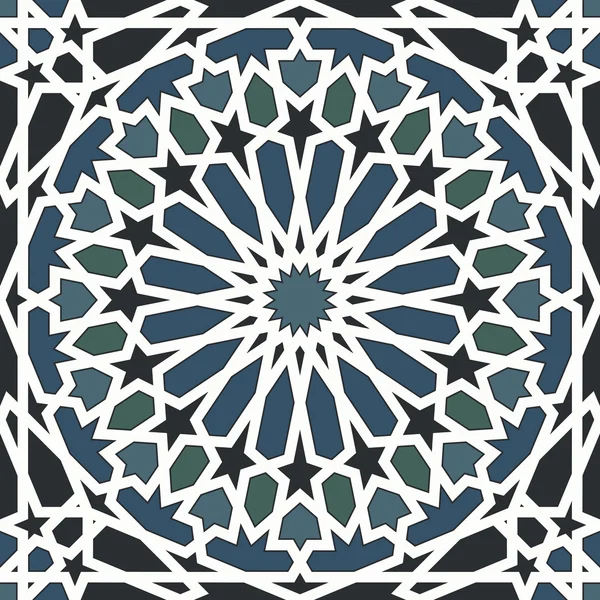 Arabesque seamless pattern in blue and black — Stock Vector