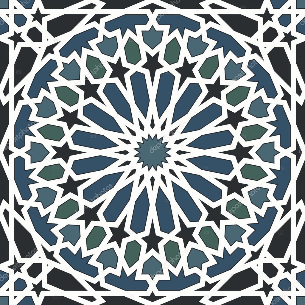 Arabesque seamless pattern in blue and black