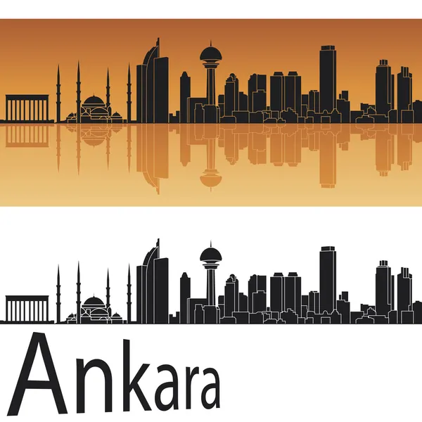 Ankara Skyline auf orangefarbenem Hintergrund — Stockvektor