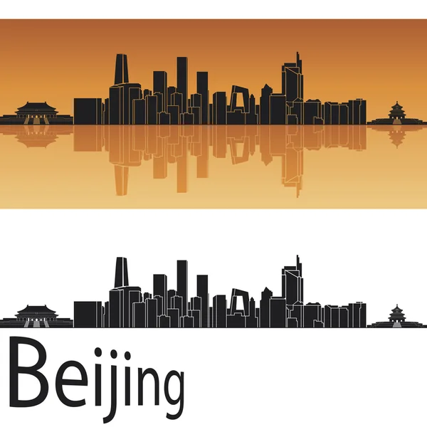 Panorama Pekingu v oranžovém pozadí — ストックベクタ