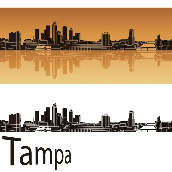 Tampa skyline in orange background — Stock Vector