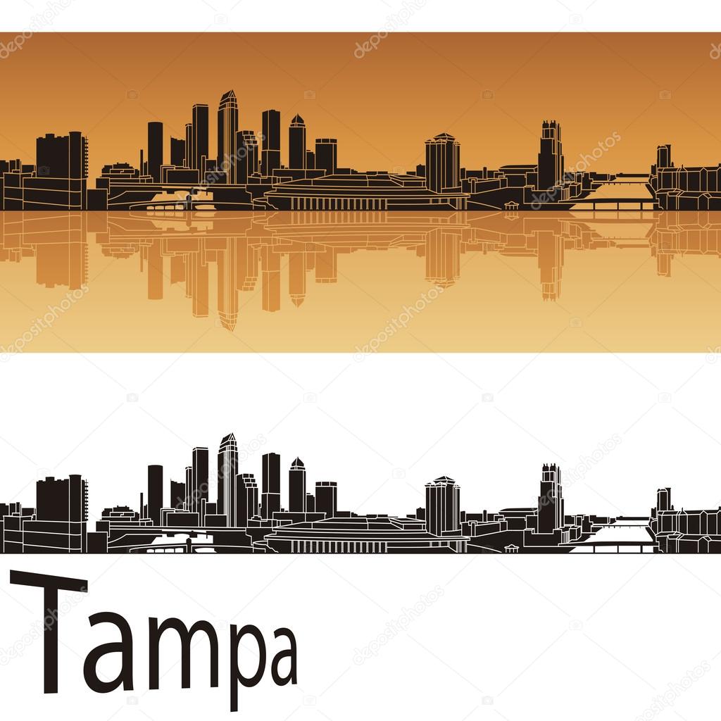 Tampa skyline in orange background