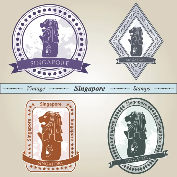 Vintage stamp Singapore — 스톡 벡터