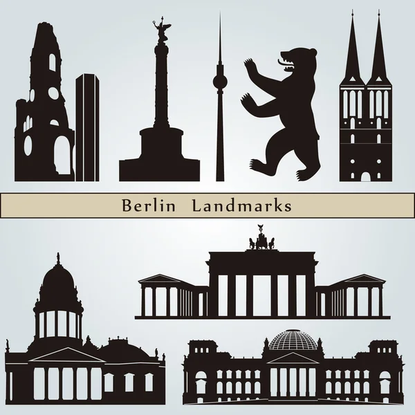 Berlin landmarks and monuments — Stock Vector