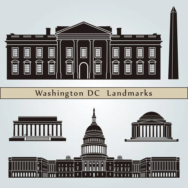 Washington dc Wahrzeichen und Denkmäler — Stockvektor