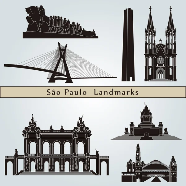 Monumentos y monumentos de Sao Paulo — Archivo Imágenes Vectoriales