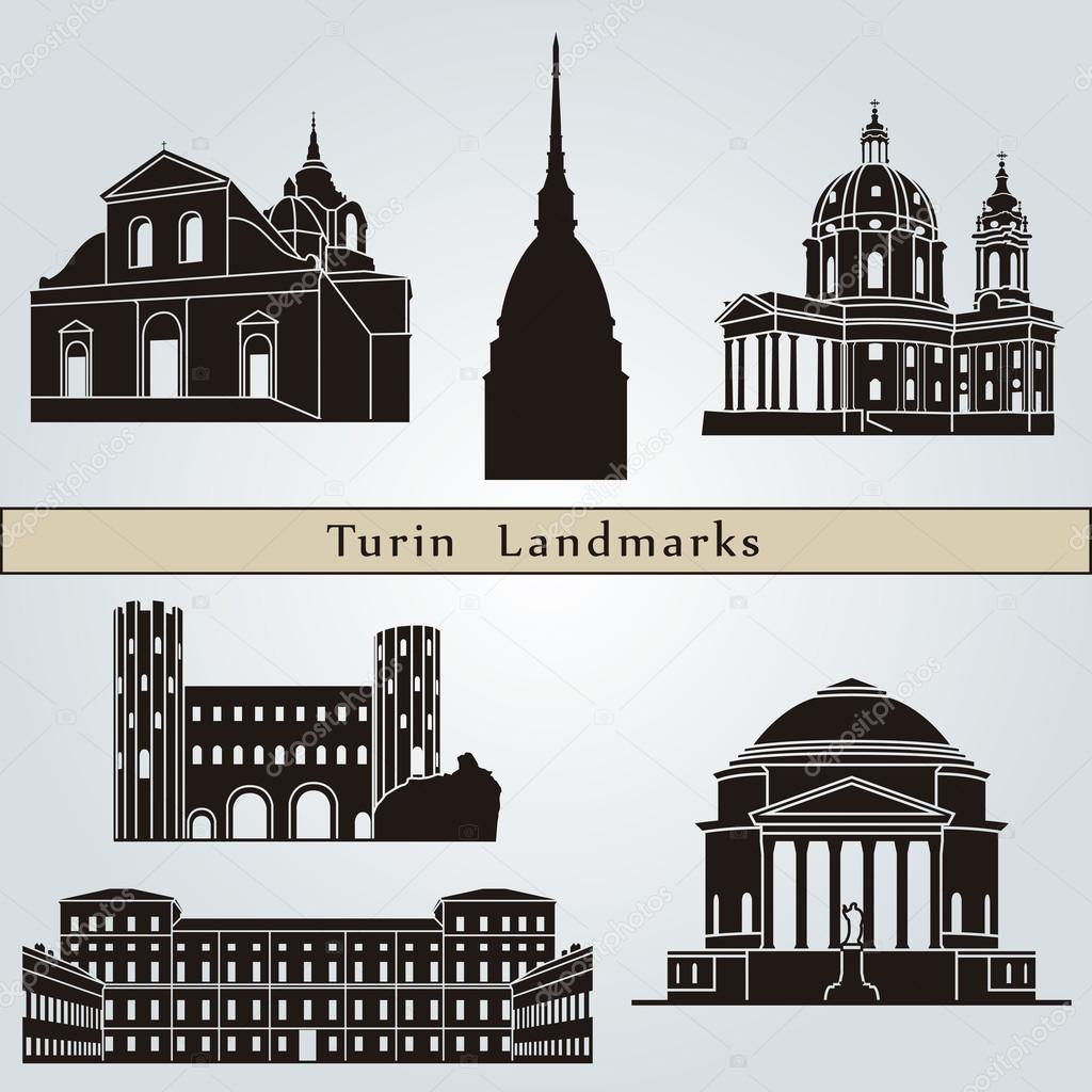 Turin landmarks and monuments isolated