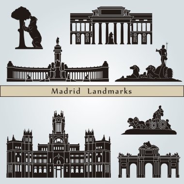 Madrid landmarks and monuments clipart