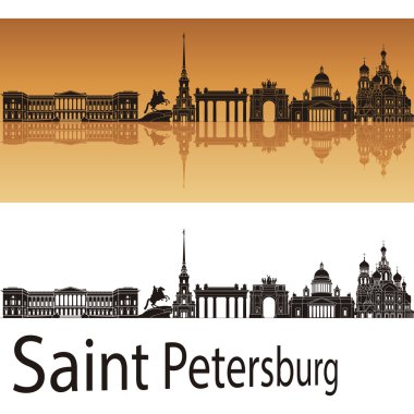 Saint Petersburg skyline in orange background clipart