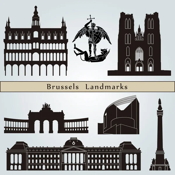 Monumentos y monumentos de Bruselas — Vector de stock
