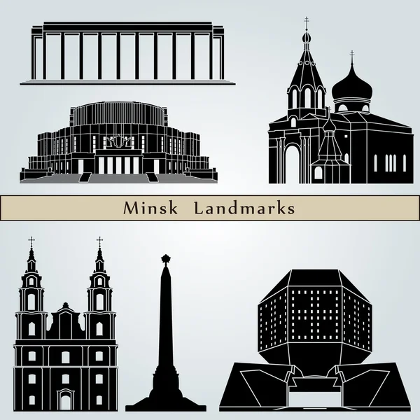 Minsk landmarks and monuments — Stock Vector