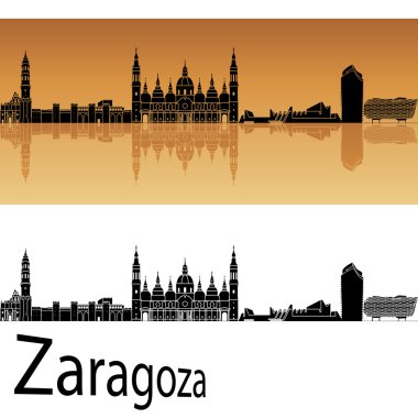 Zaragoza manzarası arka planda turuncu