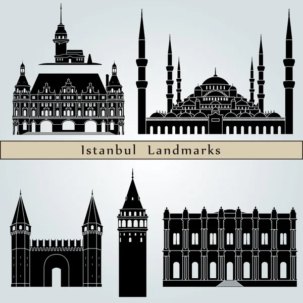 Monumentos y monumentos de Estambul — Vector de stock