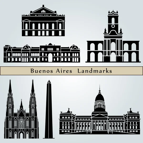 Buenos aires bezienswaardigheden en monumenten — Stockvector