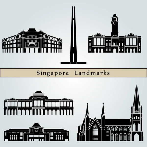 Singapore landmarks and monuments — Stock Vector