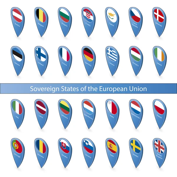 旗杆的欧洲联盟的旗帜 — 图库矢量图片#