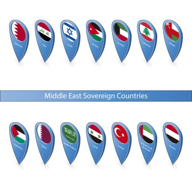 PIN bayrakları Ortadoğu egemen ülkeler