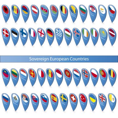 PIN egemen Avrupa ülkelerinin bayrakları