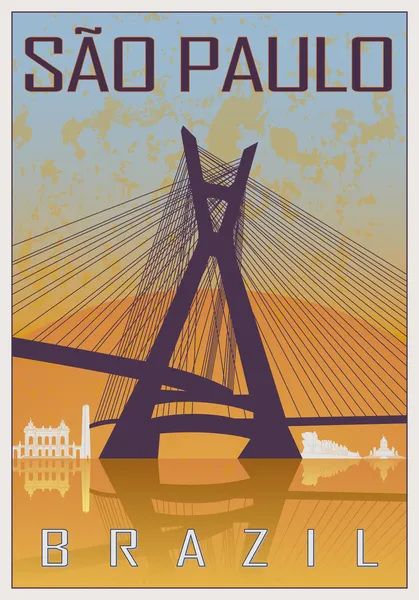 Affiche vintage Sao Paulo — Image vectorielle