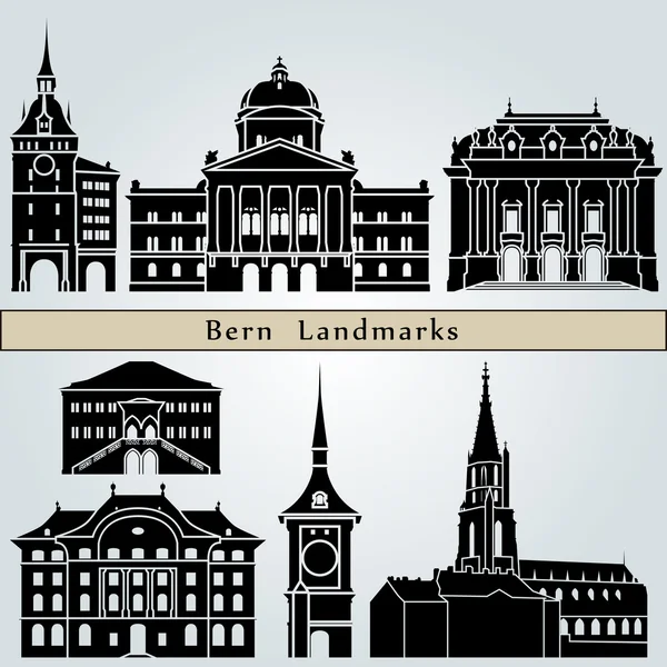 Bern landmarks and monuments — Stock Vector