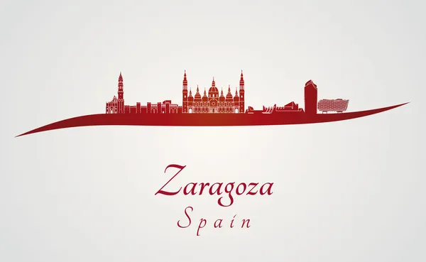 Zaragoza skyline in red — Stock Vector