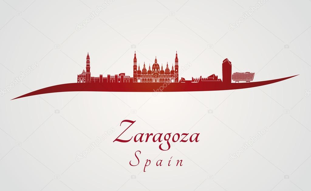 Zaragoza skyline in red